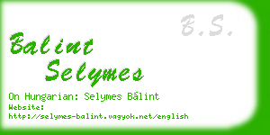 balint selymes business card